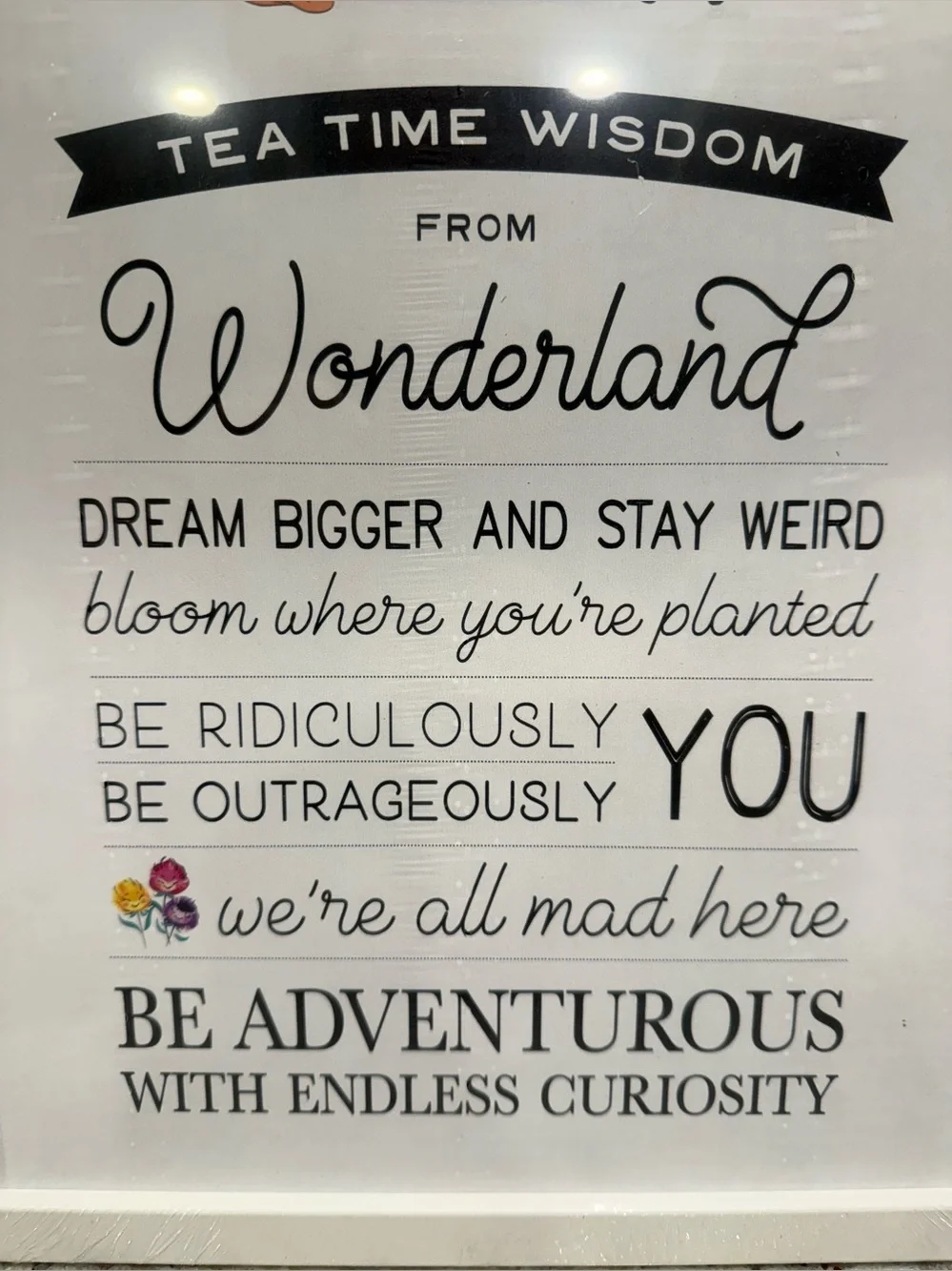 Disney Alice in Wonderland Tea Time Wisdom Wall Art - White Frames 12”x18” NWT